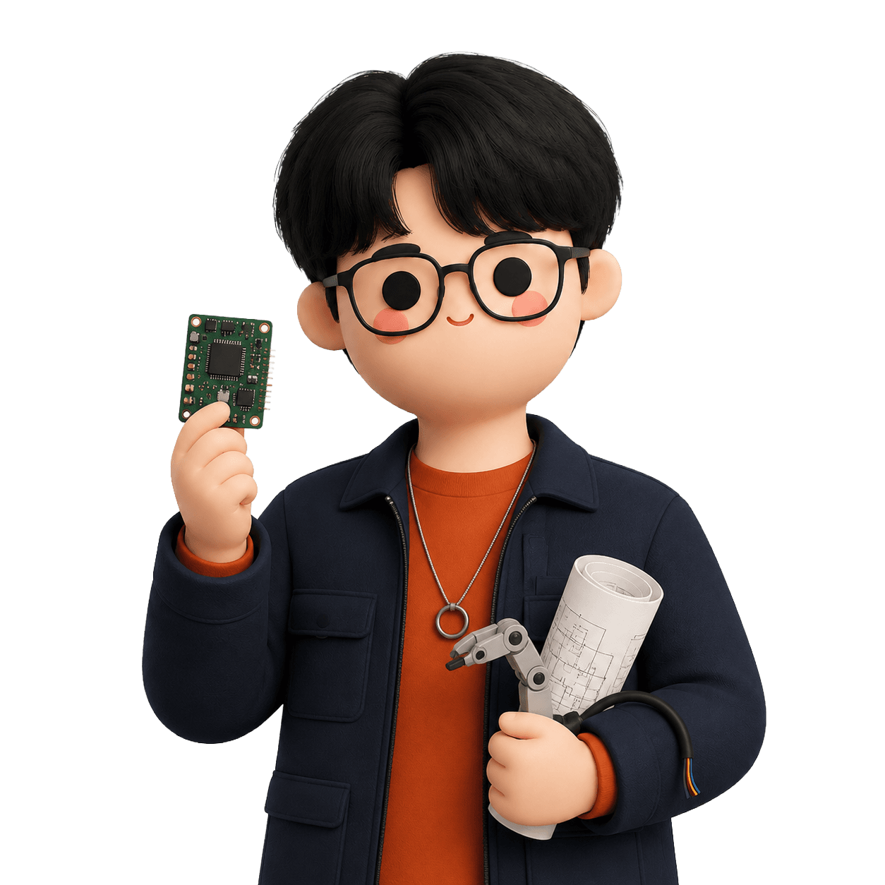 Portrait representing Jimmy as engineer